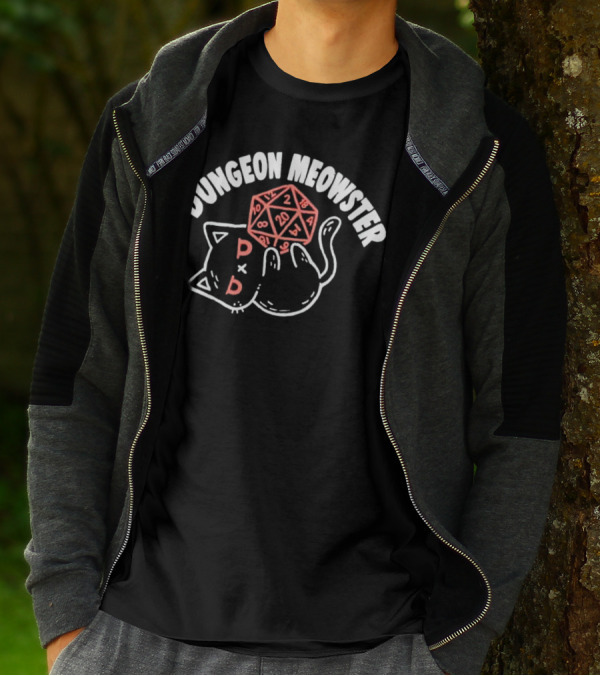 Dungeon Meowster Cat With D20 Die T-Shirt