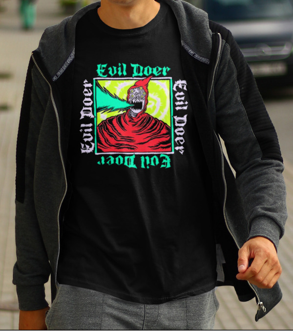 Evil Doer Monster With Fiery Mouth And Multicolored Eyes T-Shirt