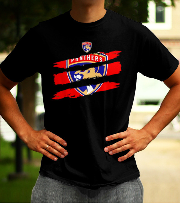 Florida Panthers Scratch Red Emblem T-Shirt