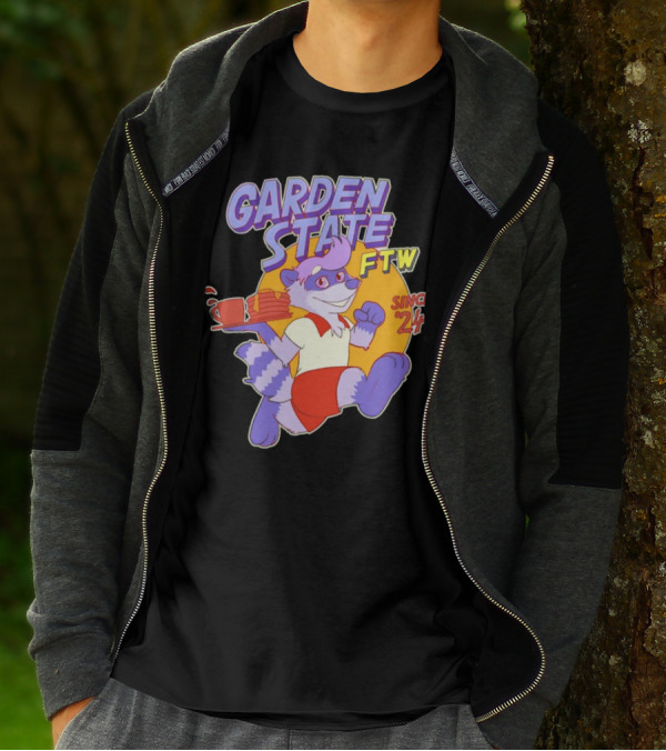 Garden State FTW Since 24 Cartoon Raccoon Serving Pancakes T-Shirt