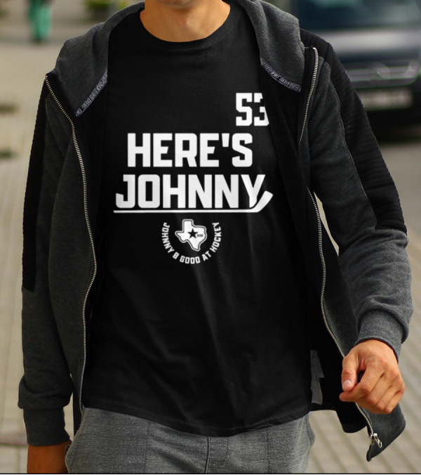 53 Here's Johnny B Good At Hockey Texas Star T-Shirt