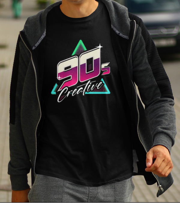 90s Creative Synthwave Retro Neon Triangle T-Shirt