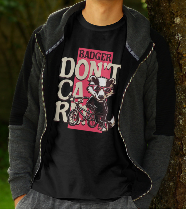 Badger Don't Care Cool Shades Bicycle Attitude T-Shirt
