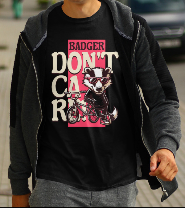 Badger Don't Care Cool Shades Bicycle Attitude T-Shirt