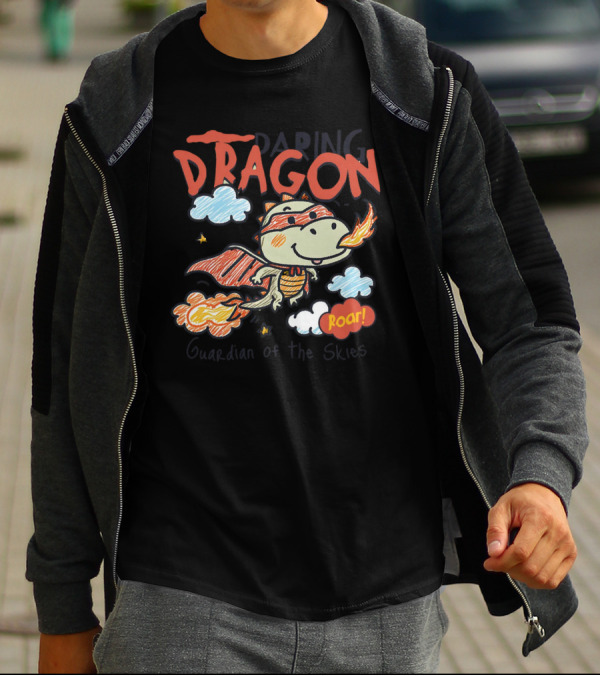 Daring Dragon Guardian Of The Skies Roar Heroic Fire-Breathing Adventure T-Shirt