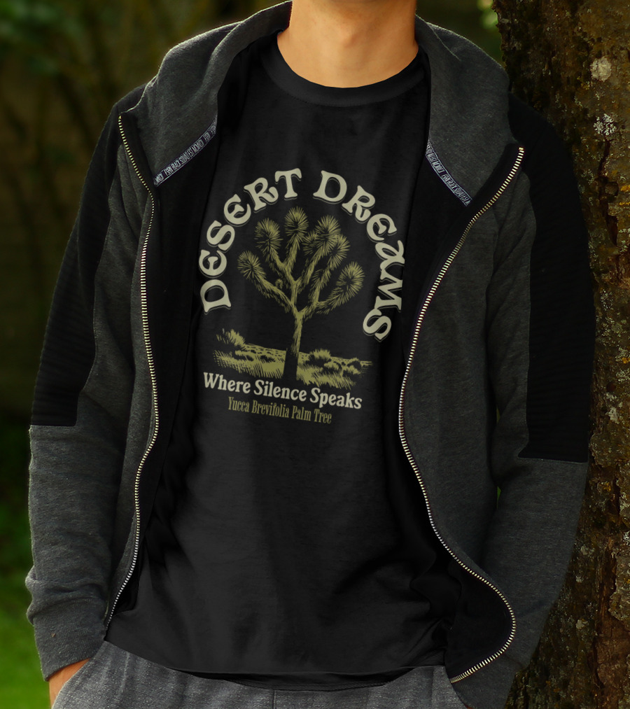 Desert Dreams Where Silence Speaks Yucca Brevifolia Palm Tree T-Shirt