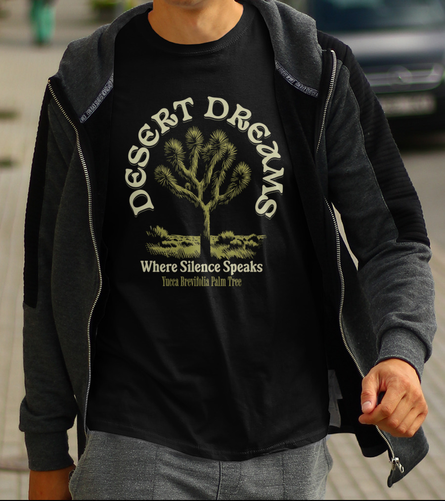 Desert Dreams Where Silence Speaks Yucca Brevifolia Palm Tree T-Shirt