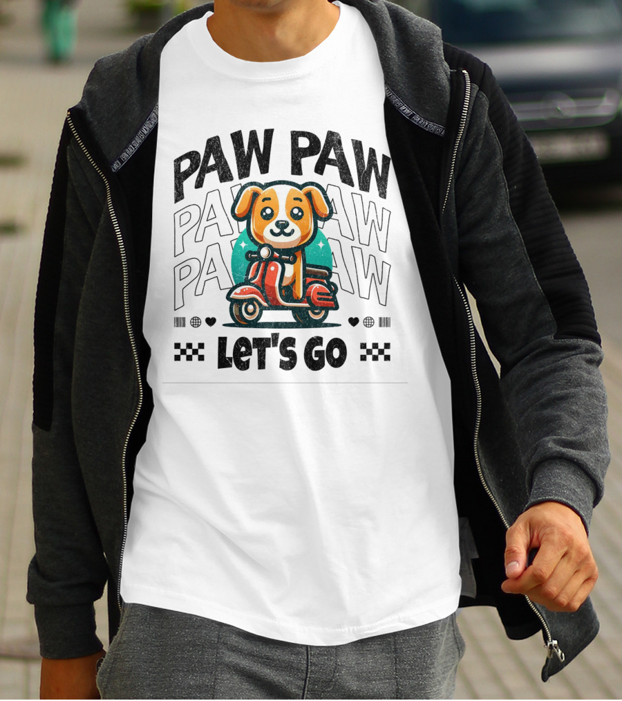 Paw Paw Let's Go Funny Puppy On Scooter Adventure T-Shirt