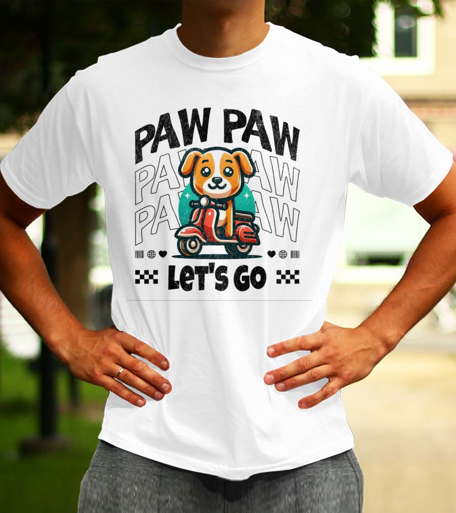 Paw Paw Let's Go Funny Puppy On Scooter Adventure T-Shirt