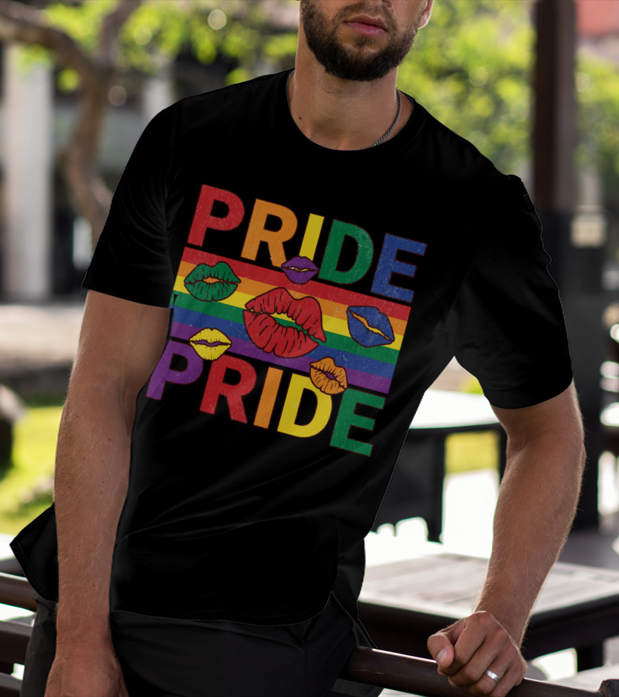 Pride Kisses Rainbow Lips Pride T-Shirt