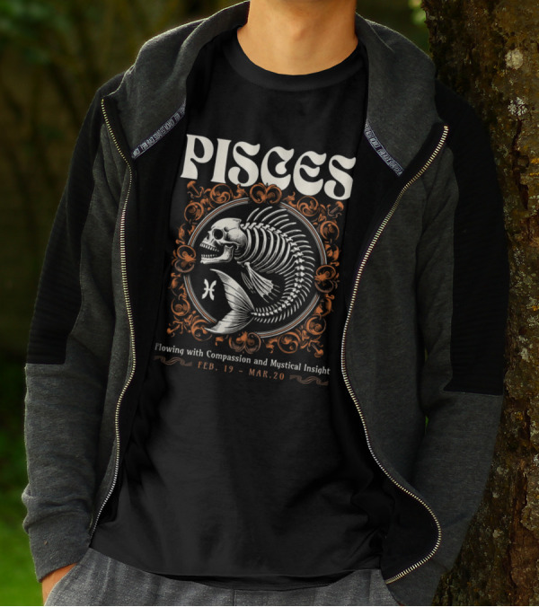 Pisces Skeleton Vintage Flowing With Compassion And Mystical Insight Feb. 19 - Mar. 20 T-Shirt