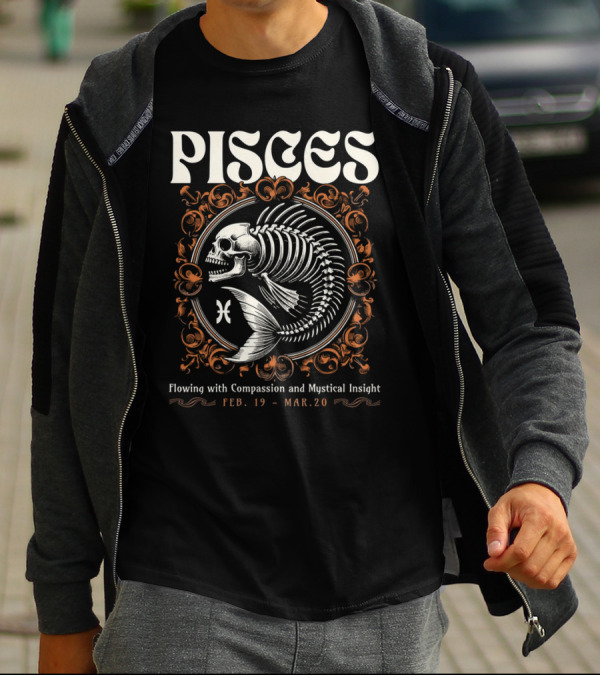 Pisces Skeleton Vintage Flowing With Compassion And Mystical Insight Feb. 19 - Mar. 20 T-Shirt
