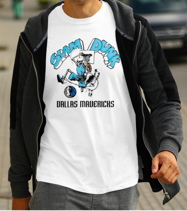 Dallas Mavericks Slam Dunk Skeleton Basketball T-Shirt