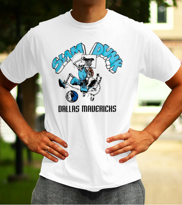 Dallas Mavericks Slam Dunk Skeleton Basketball T-Shirt