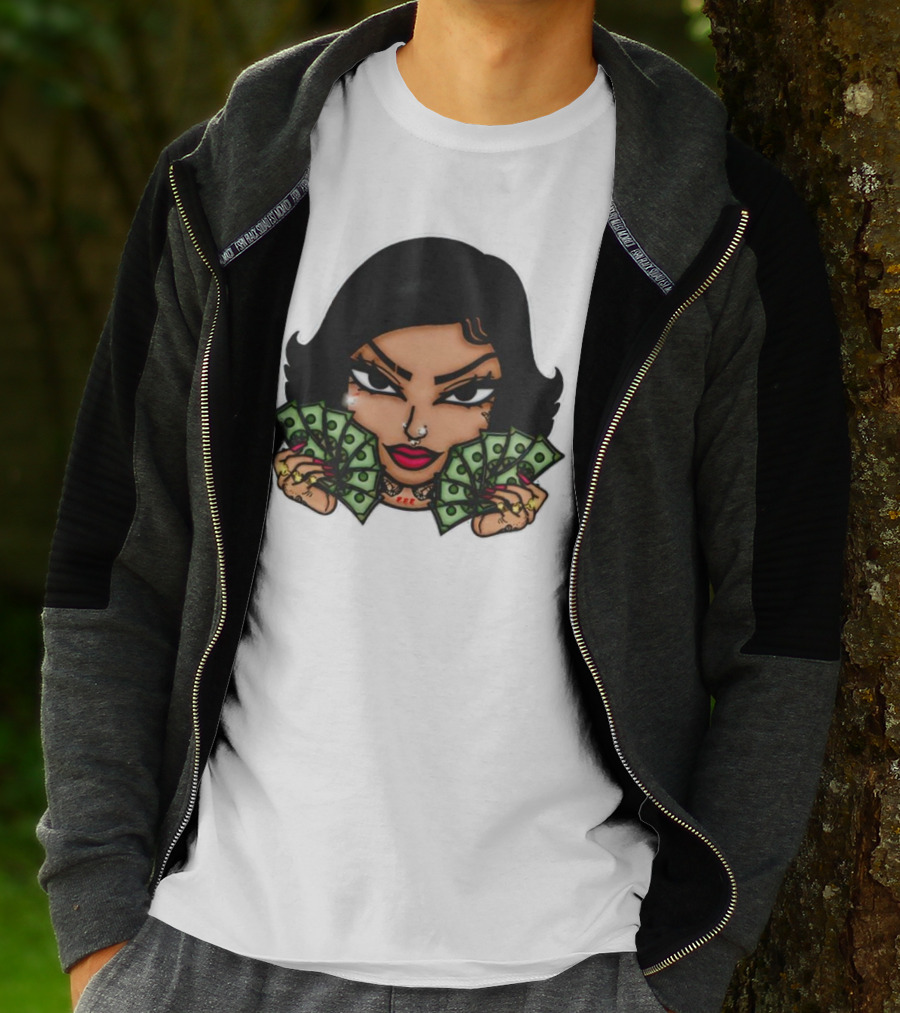Mialani Aurora Holding Dollar Bills Cartoon T-Shirt