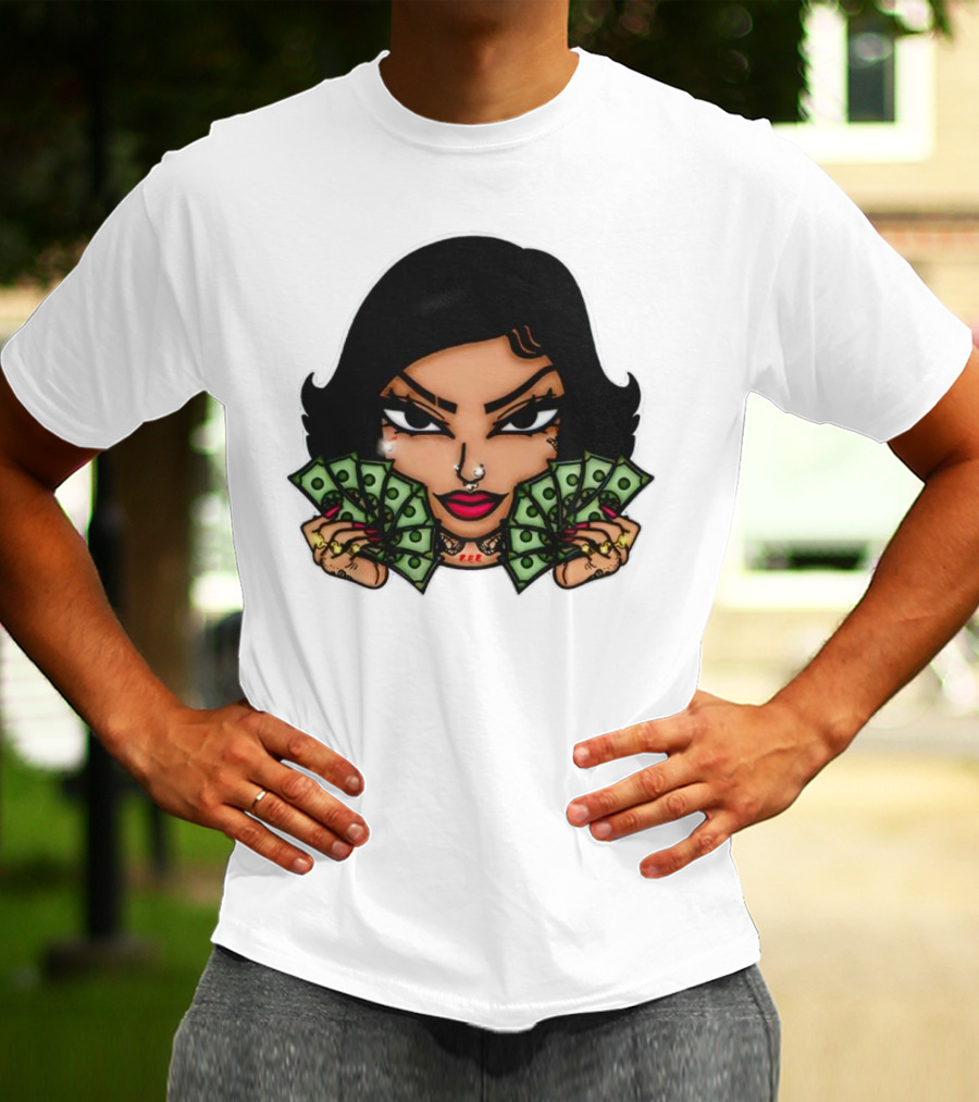 Mialani Aurora Holding Dollar Bills Cartoon T-Shirt