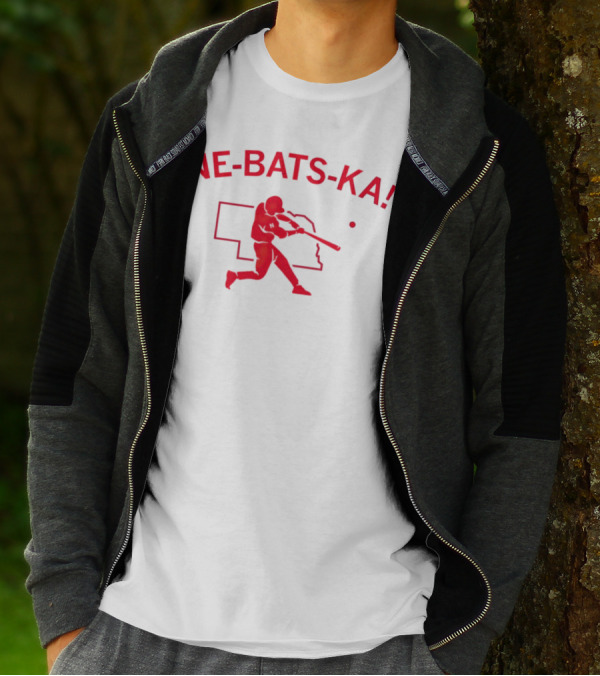 Nebraska Cornhuskers NE-BATS-KA Baseball Player Nebraska Outline T-Shirt