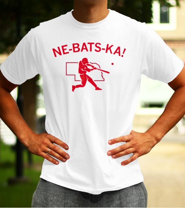 Nebraska Cornhuskers NE-BATS-KA Baseball Player Nebraska Outline T-Shirt