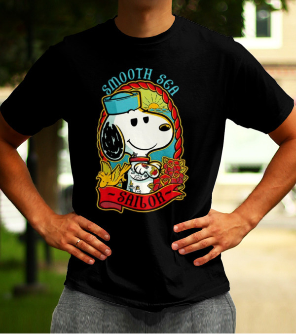 Smooth Sea Sailor Snoopy Woodstock Tattoo Motif T-Shirt