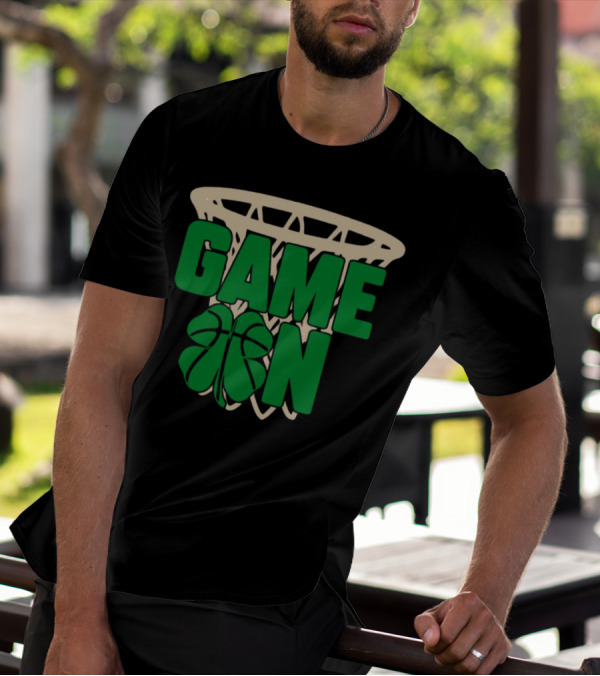 Boston Celtics Game On Basketball Net Clover T-Shirt