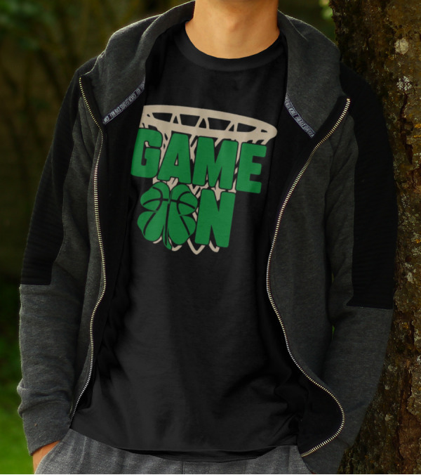 Boston Celtics Game On Basketball Net Clover T-Shirt