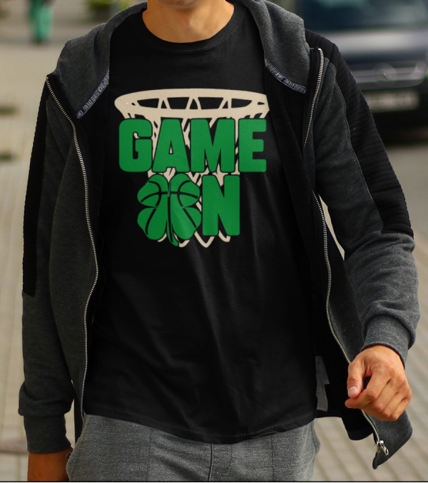 Boston Celtics Game On Basketball Net Clover T-Shirt