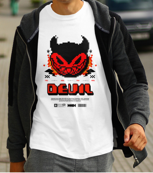 DEVIL PIXELS TRD MRK RETRO PIXEL ART FACE T-Shirt