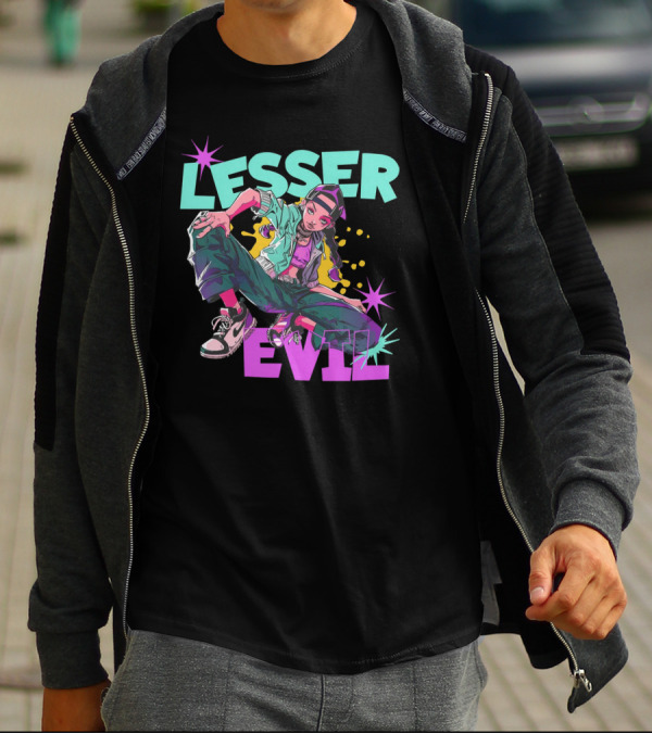 Lesser Evil Vintage Anime Hip Hop Style Streetwear T-Shirt