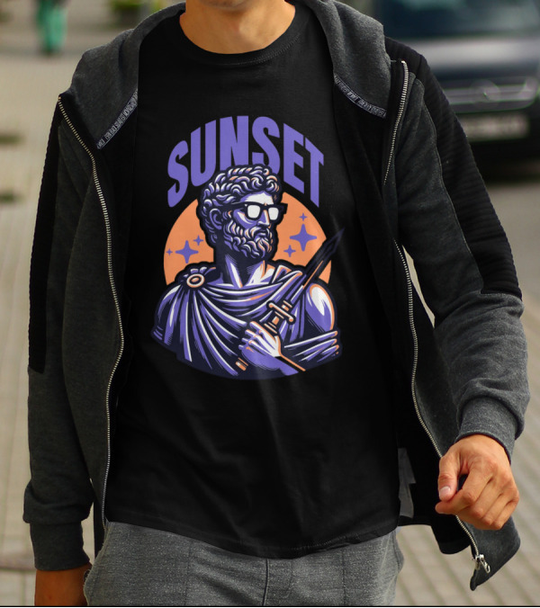 SUNSET Greek Statue With Sunglasses And Sword T-Shirt