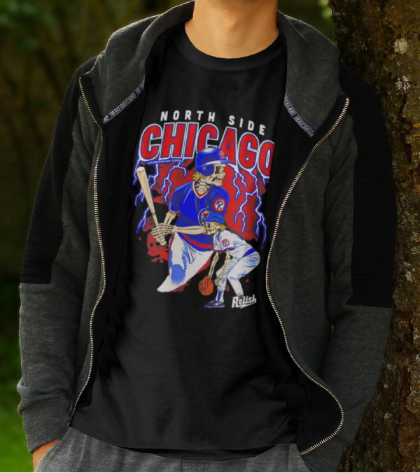 North Side Chicago Baseball Skeleton Relish T-Shirt