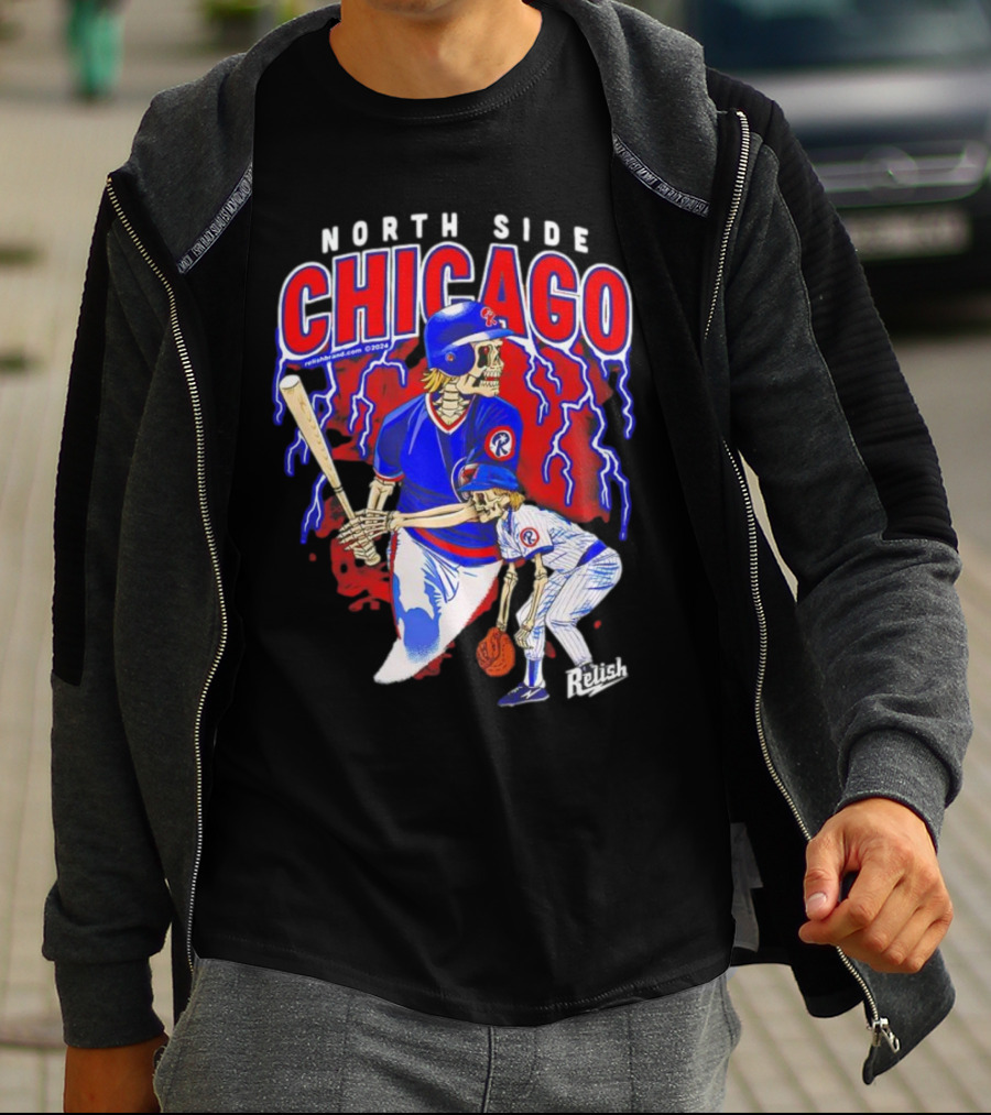 North Side Chicago Baseball Skeleton Relish T-Shirt