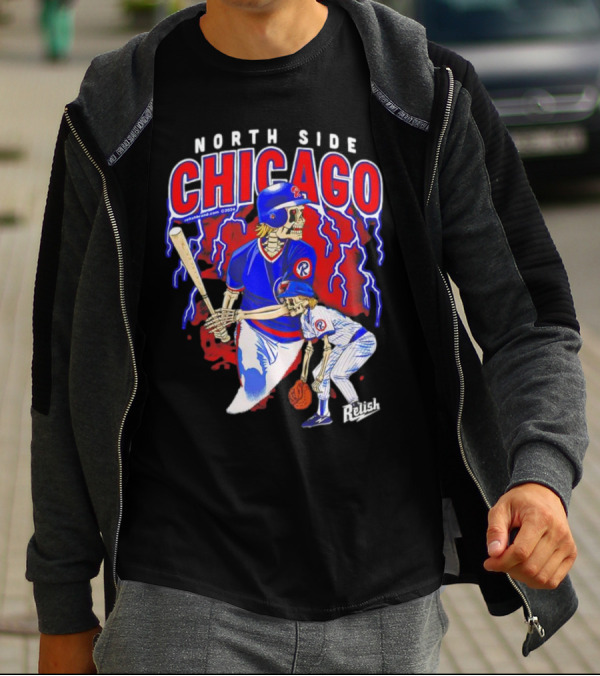 North Side Chicago Baseball Skeleton Relish T-Shirt