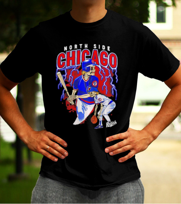 North Side Chicago Baseball Skeleton Relish T-Shirt