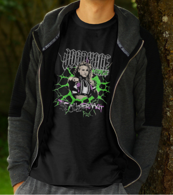Jordynne Grace The Juggernaut Power Pose With Green Lightning Background T-Shirt