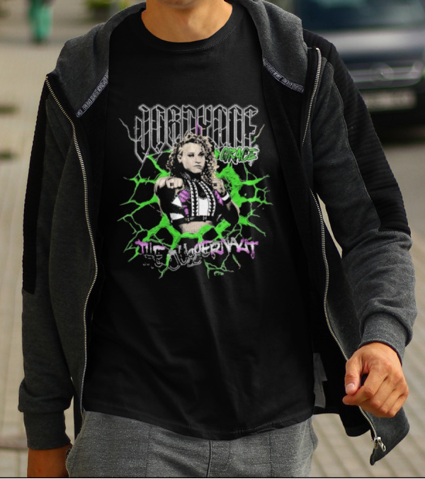 Jordynne Grace The Juggernaut Power Pose With Green Lightning Background T-Shirt