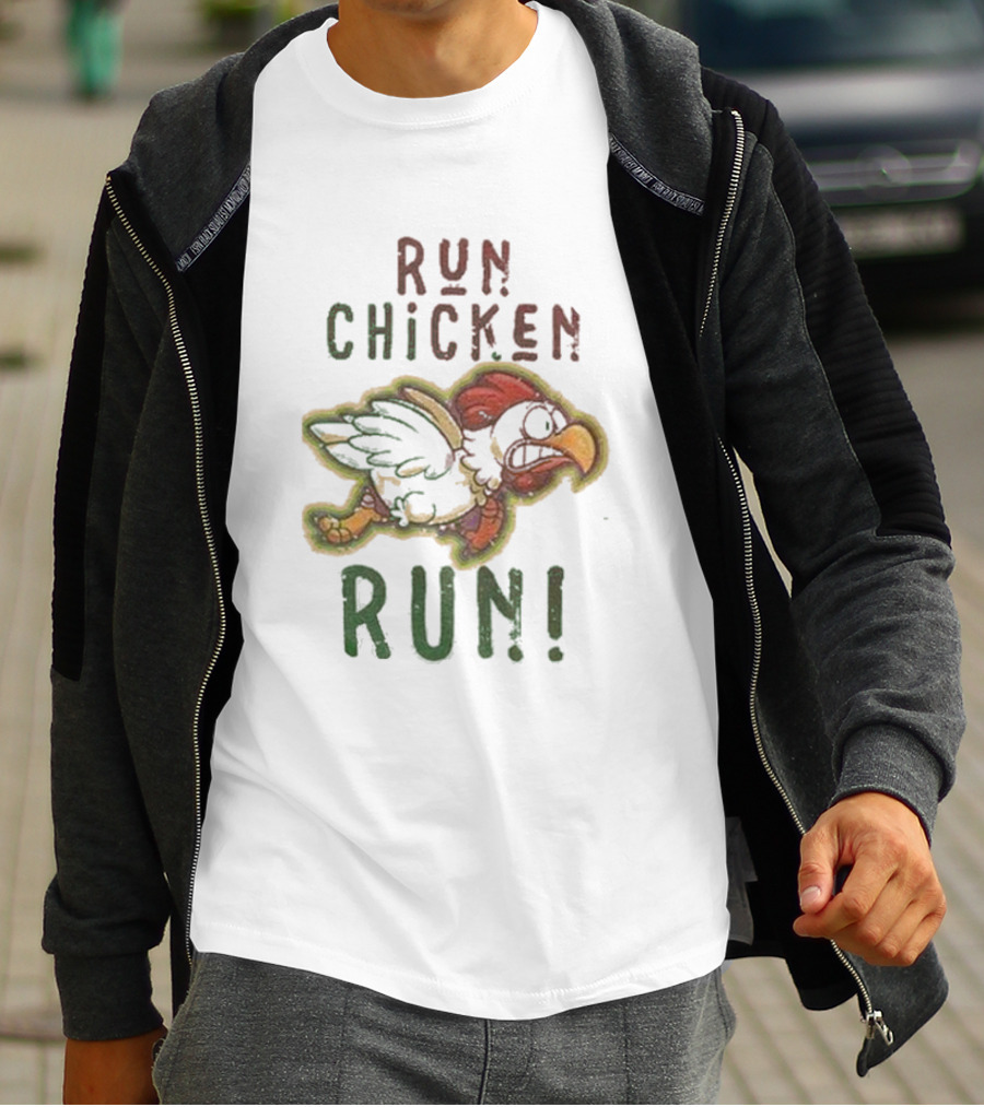 Run Chicken Run Chicken Running With Wings Outstretched T-Shirt