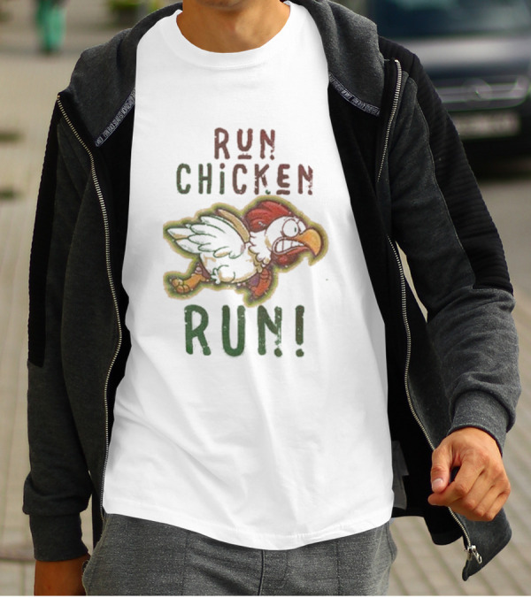 Run Chicken Run Chicken Running With Wings Outstretched T-Shirt