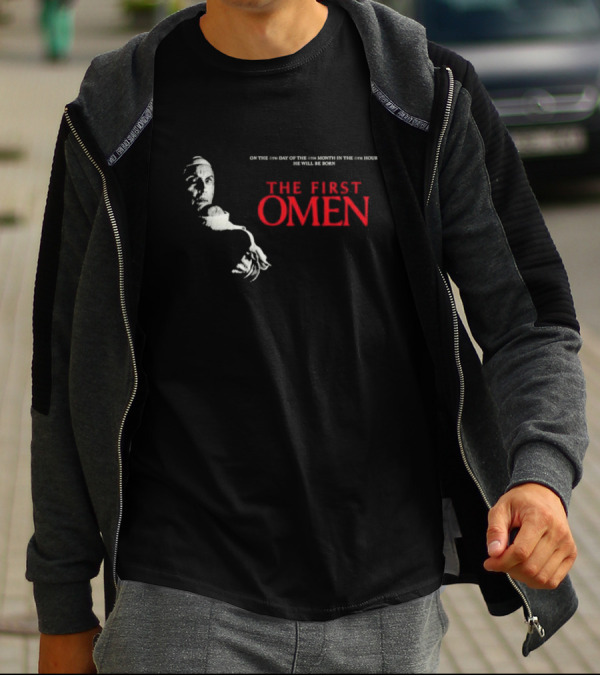 The First Omen On The 6th Day Of The 6th Month In The 6th Hour He Will Be Born Horror Film Inspired T-Shirt