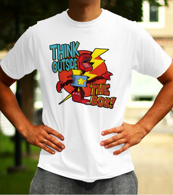 Think Outside The Box Red Monster With Lightning And Star Box Elements T-Shirt