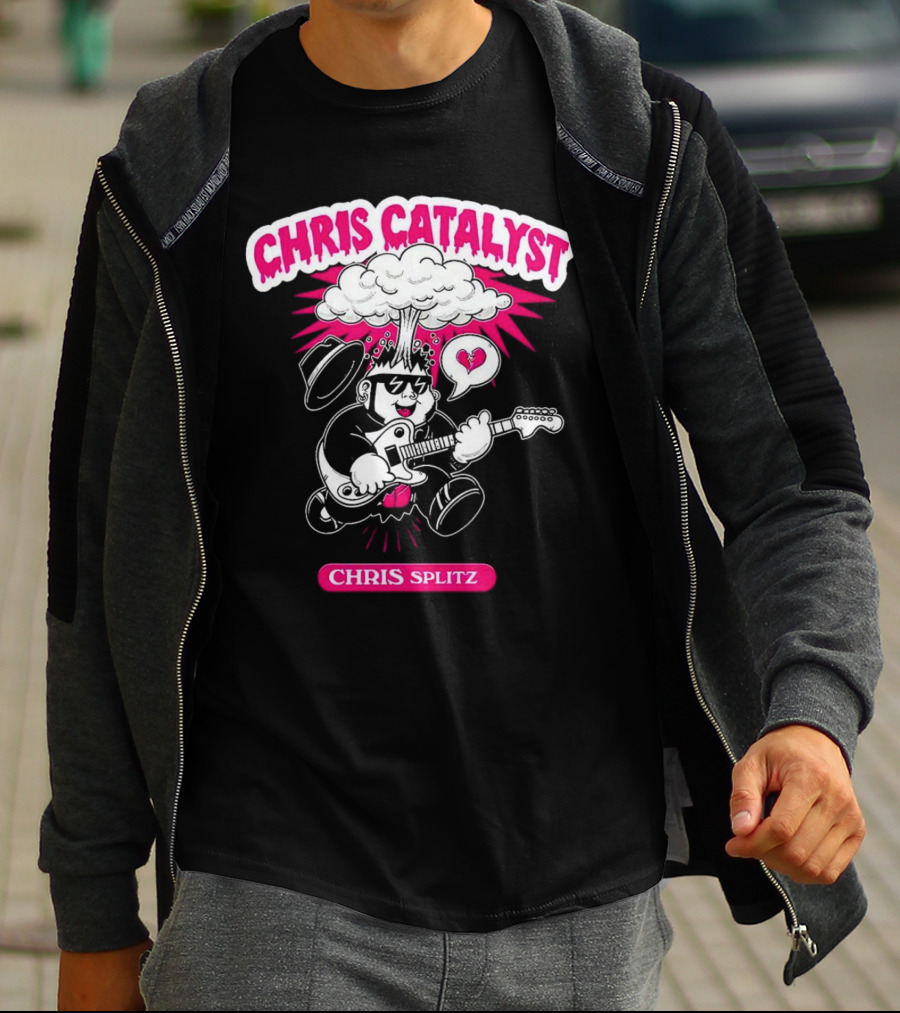 Chris Catalyst Chris Splitz Guitar Explosion Heart T-Shirt