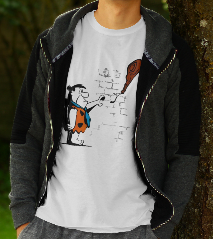 Fred Flintstone Balloon Meat Banksy Mashup T-Shirt