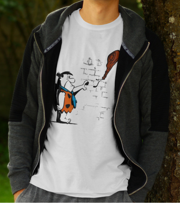Fred Flintstone Balloon Meat Banksy Mashup T-Shirt