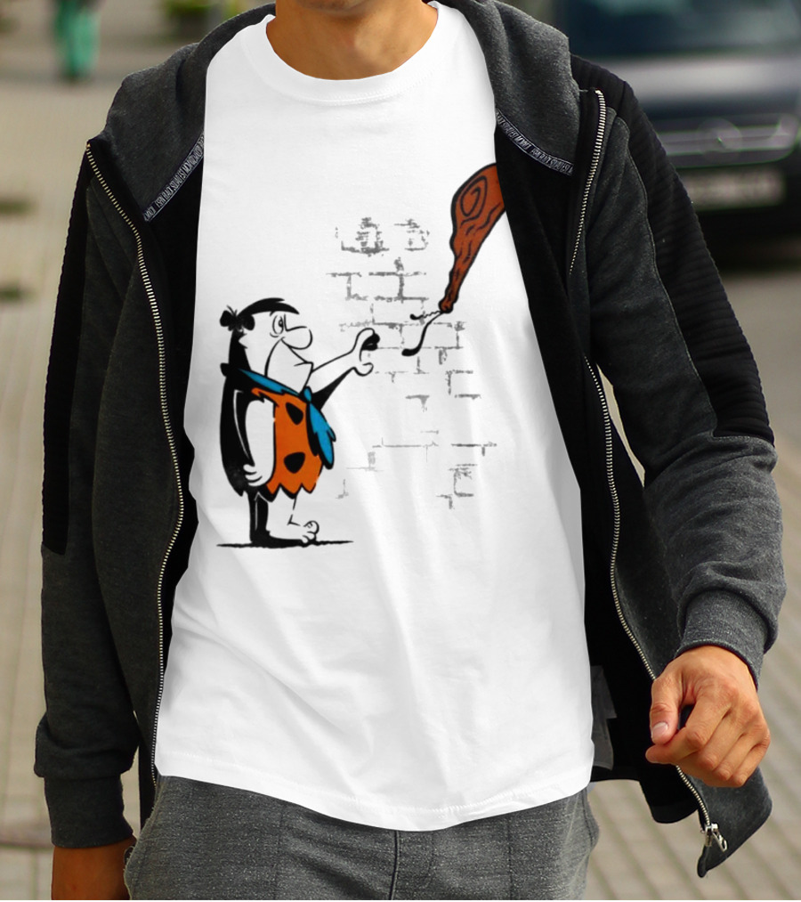 Fred Flintstone Balloon Meat Banksy Mashup T-Shirt