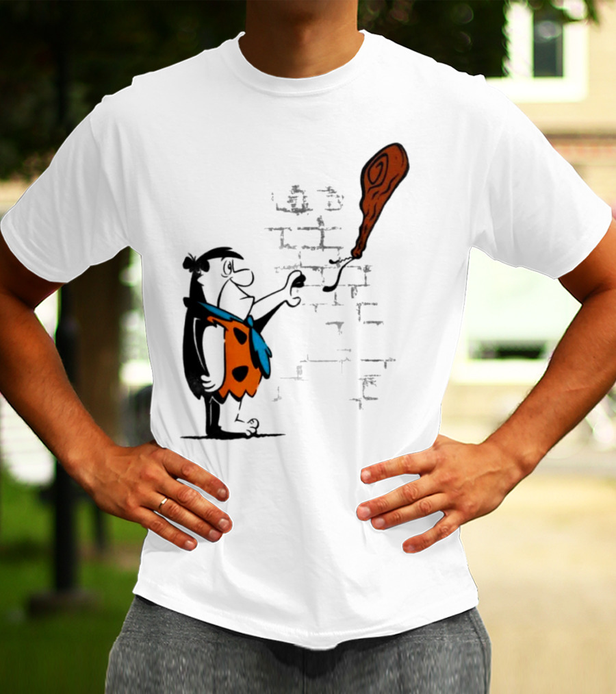 Fred Flintstone Balloon Meat Banksy Mashup T-Shirt