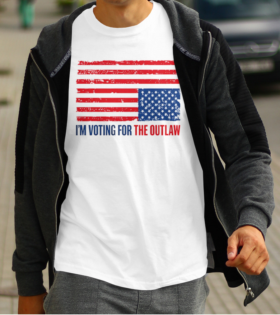 USA Flag I'm Voting For The Outlaw Distressed American T-Shirt