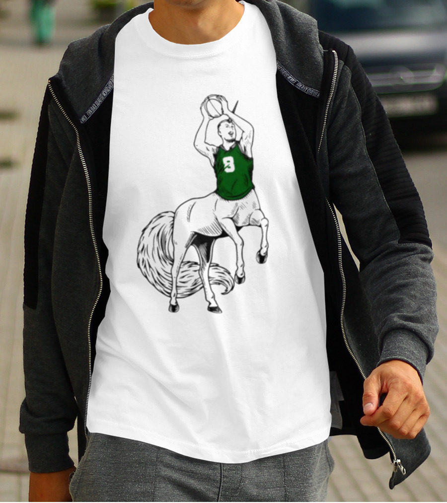 Kristaps Porzingis Unicorn Centaur Basketball Jumper 9 T-Shirt