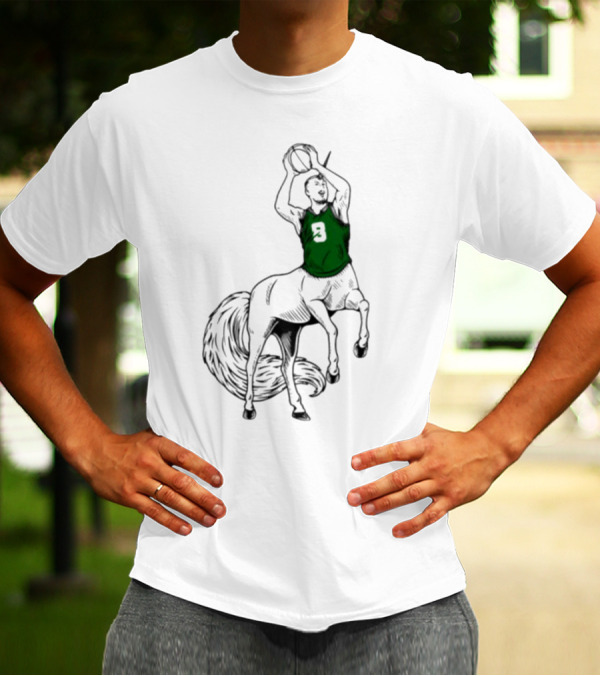 Kristaps Porzingis Unicorn Centaur Basketball Jumper 9 T-Shirt