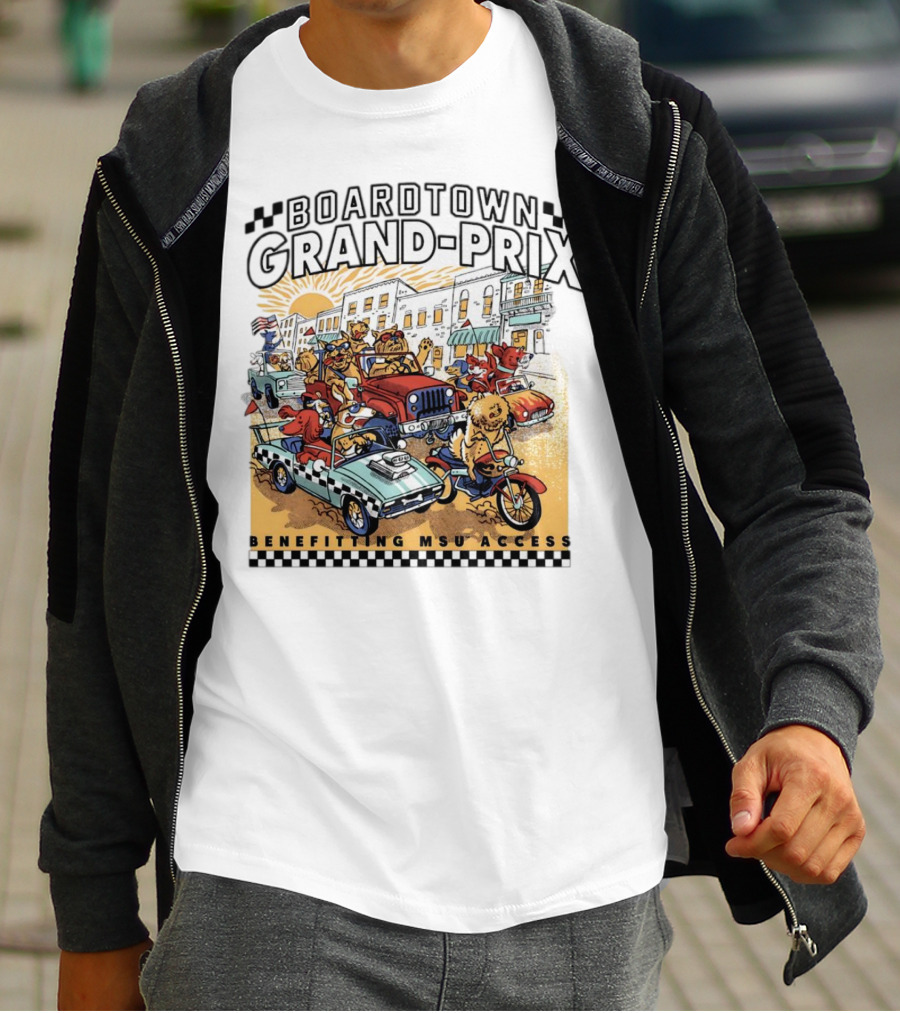 Boardtown Grand-Prix Colorful Animal Parade Benefit MSU Access T-Shirt