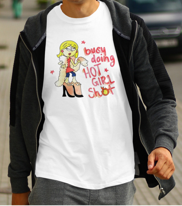 Busy Doing Hot Girl Shot Cartoon Style Fashion Humor T-Shirt