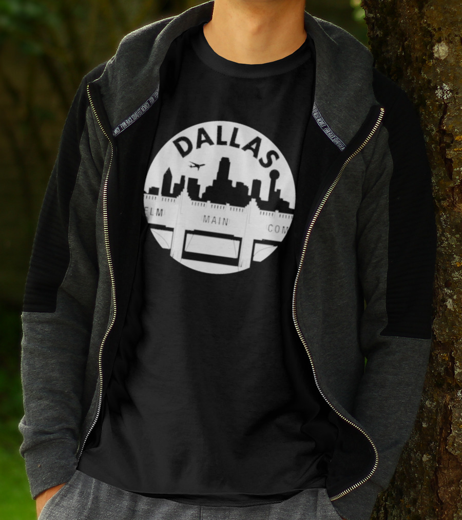 Triple Underpass Elm Main Commerce Dallas Skyline T-Shirt